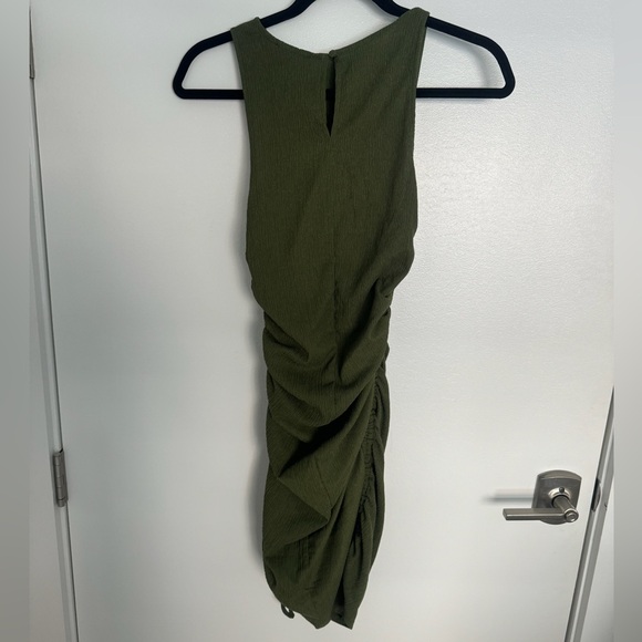 Forever 21 Dark Green Ruched Dress - Picture 2 of 2
